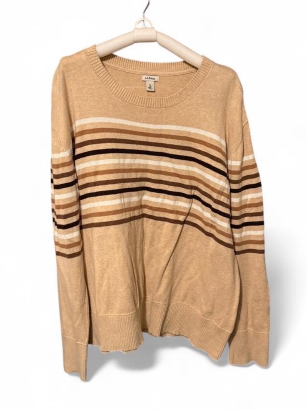L.L. Bean Cream & Brown Striped Men’s Sweater